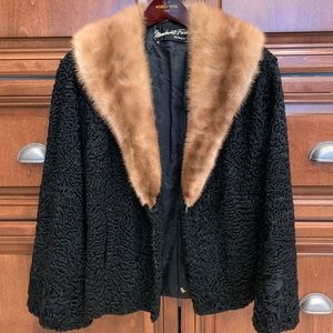 Vintage fur jacket with mink collar
